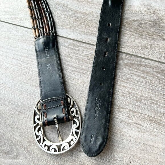 VINTAGE BRIGHTON BROWN BLACK TAN CAMEL BRAIDED LEATHER WESTERN BELT - Picture 6 of 14